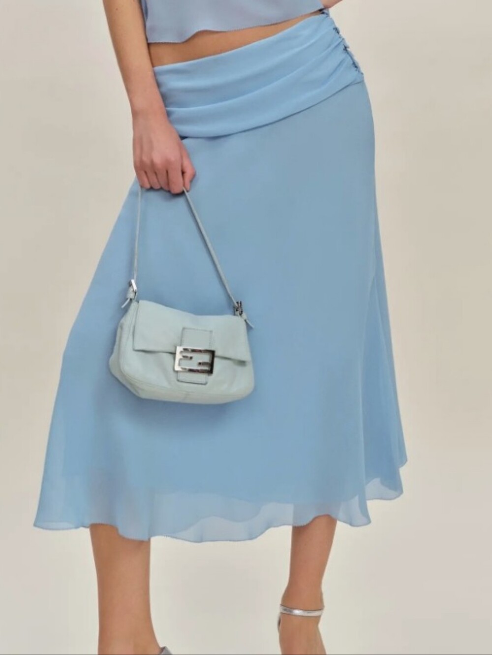 Reformation x Devon Lee Carlson Olivia Low Waist Midi Skirt Blue Size 8